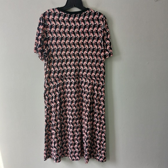 Boden Size 14R Lucinda Jersey Midi Dress Flamingos Short Sleeve Pockets Stretch - Picture 11 of 14